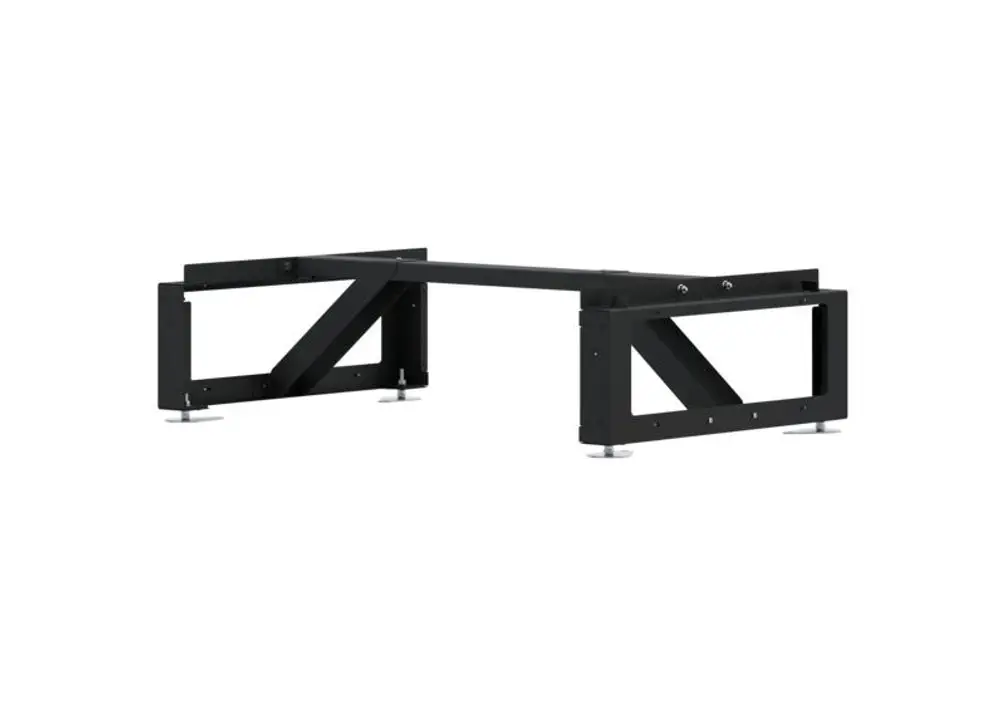 Schwarze Metallkonsole mit stabilen Füßen, designed für den Bodeneinsatz von Stiebel Eltron Wärmepumpen-Zubehör.
